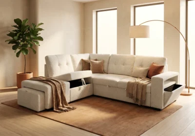 Salon D'angle Convertible GREVY Beige