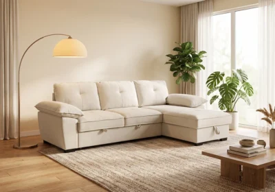 Salon D'Angle Convertible Réversible FETIA Beige