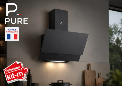 Hotte Murale Inclinée Vitrée Matt Glass Noir 60cm PURE Cuisson Votre Magasin de Meuble et Électroménager à La Réunion !