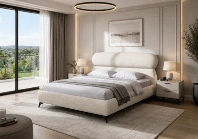 Lit 140x190 cm NOYA Beige Avec Sommier