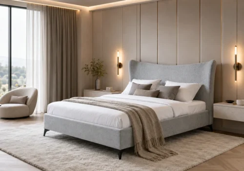 Lit ERIA 160×200 cm Gris Chambres à Coucher Votre Magasin de Meuble et Électroménager à La Réunion !