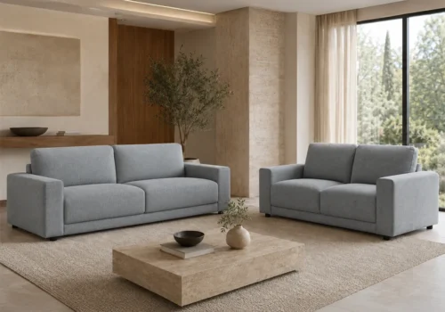 Salon 3 Places + 2 Places MILIA Gris Classiques Votre Magasin de Meuble et Électroménager à La Réunion !