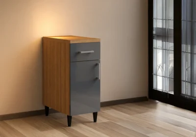 Meuble Bas 40 cm 1 Porte/ 1 Tiroir Gris (COLLECTION SELENA) Ensembles Cuisine Votre Magasin de Meuble et Électroménager à La Réunion !