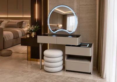 Coiffeuse LED OPERA 4 Tiroirs Avec Pouf