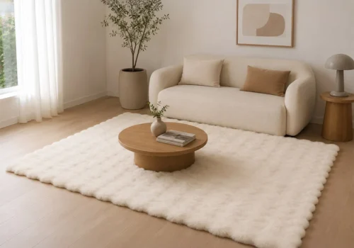 Tapis Vague DOLIE 120×160 cm Beige Décoration Votre Magasin de Meuble et Électroménager à La Réunion !