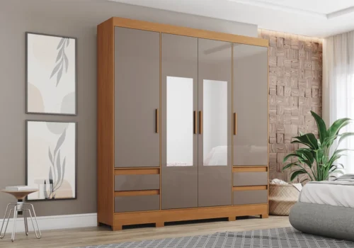 Armoire 4 Portes 4 Tiroirs avec Miroir Armoires, Commodes & Chevets Votre Magasin de Meuble et Électroménager à La Réunion !