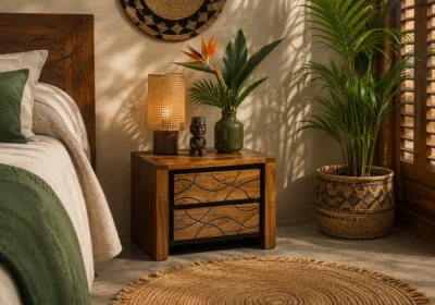 Table de Chevet 2 Tiroirs TAHITI Bois de Manguier Votre Magasin de Meuble et Électroménager à La Réunion !
