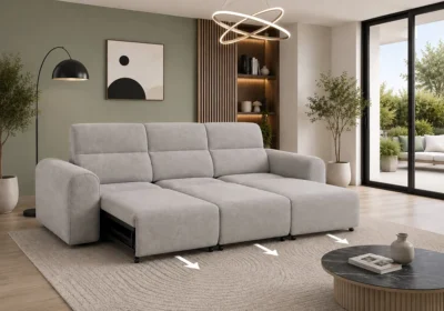 Canapé 3 Places avec Assise Coulissante Électrique DELI Gris Clair Angles Votre Magasin de Meuble et Électroménager à La Réunion !