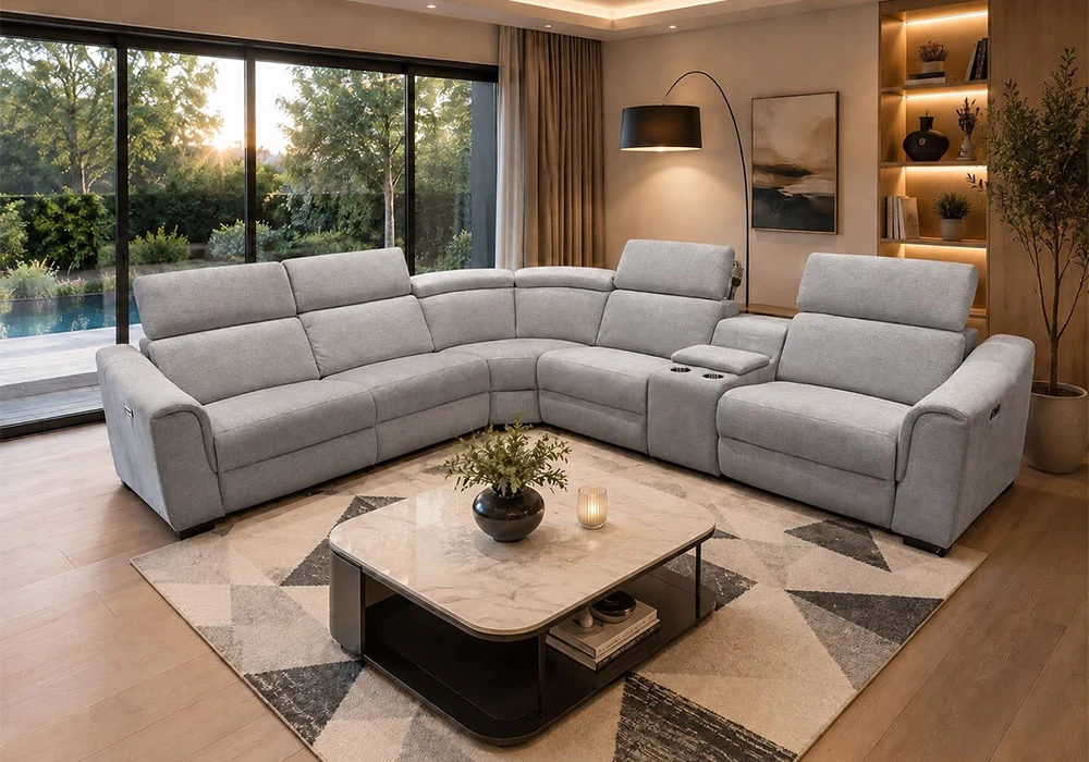 Salon D’Angle Relax Électrique EVA Gris Angles Votre Magasin de Meuble et Électroménager à La Réunion !