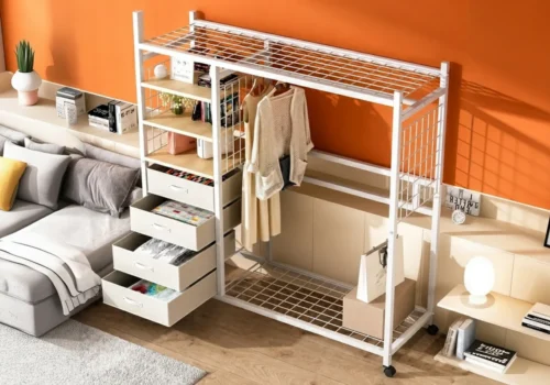 Dressing MELINE Beige Avec 4 Tiroirs Armoires, Commodes & Chevets Armoires, Commodes & Chevets