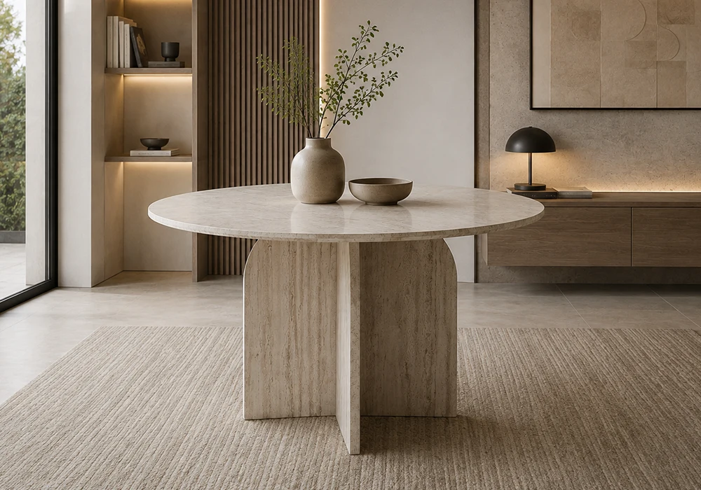 Table à Manger Ronde en Céramique PRETIA 128 cm Salles à Manger Votre Magasin de Meuble et Électroménager à La Réunion !
