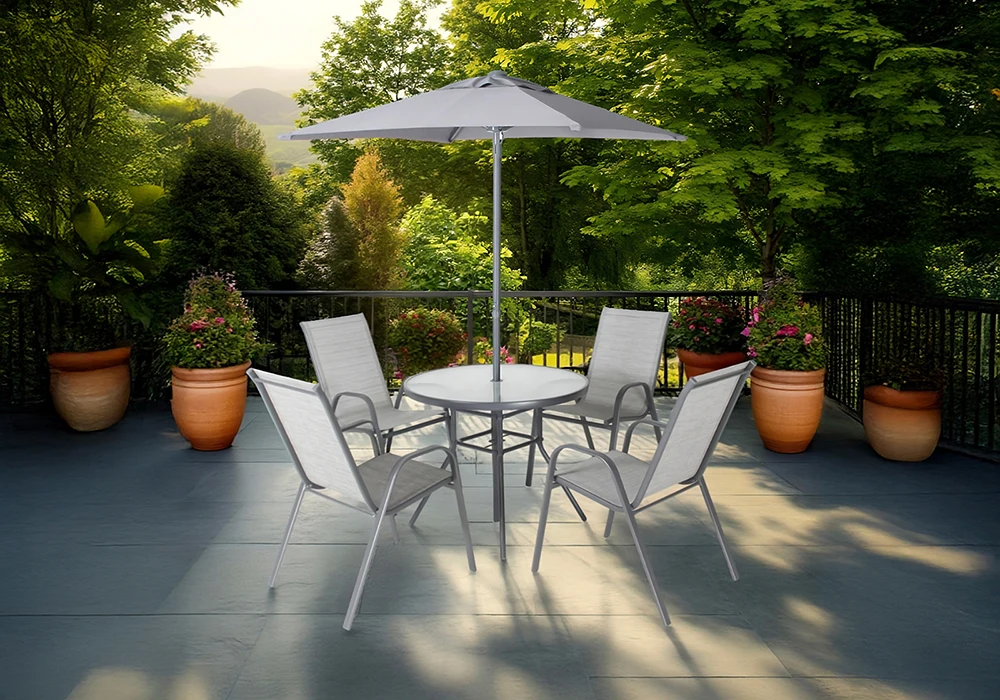 39771 Ensemble de Jardin 4 Places MALAGA avec Parasol – Image 1