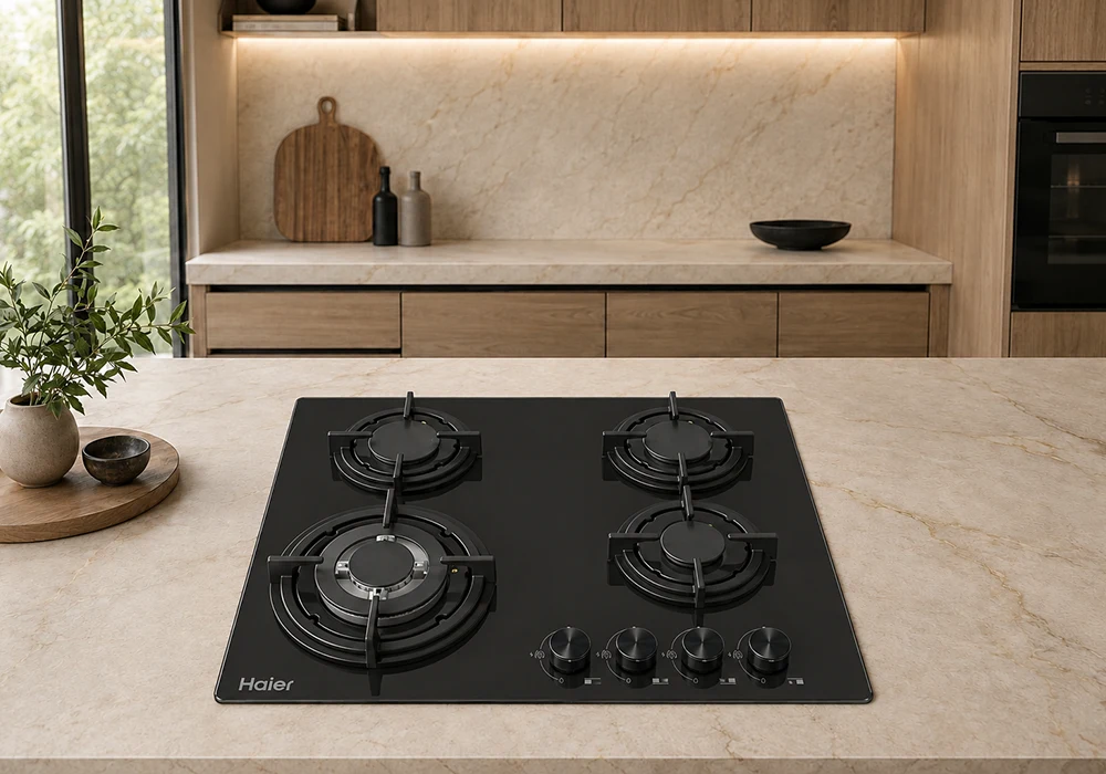 Plaque de Cuisson Gaz 4 Feux HAIER (HOB-460SBT) Cuisson Votre Magasin de Meuble et Électroménager à La Réunion !