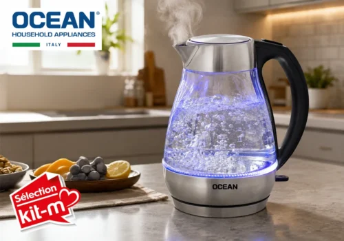 Bouilloire Électrique en Verre 1,7 L 2200 W Ocean (OCKT2217XG) Boissons (Café, Thé, Jus) Votre Magasin de Meuble et Électroménager à La Réunion !