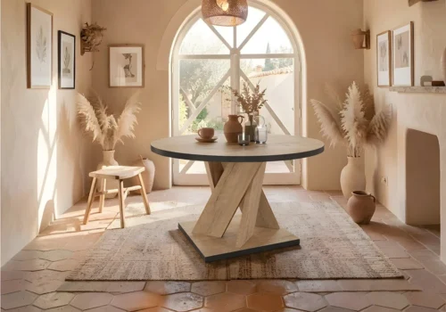 Table Ronde 1 Allonge (Collection Dawson) Salles à Manger Votre Magasin de Meuble et Électroménager à La Réunion !