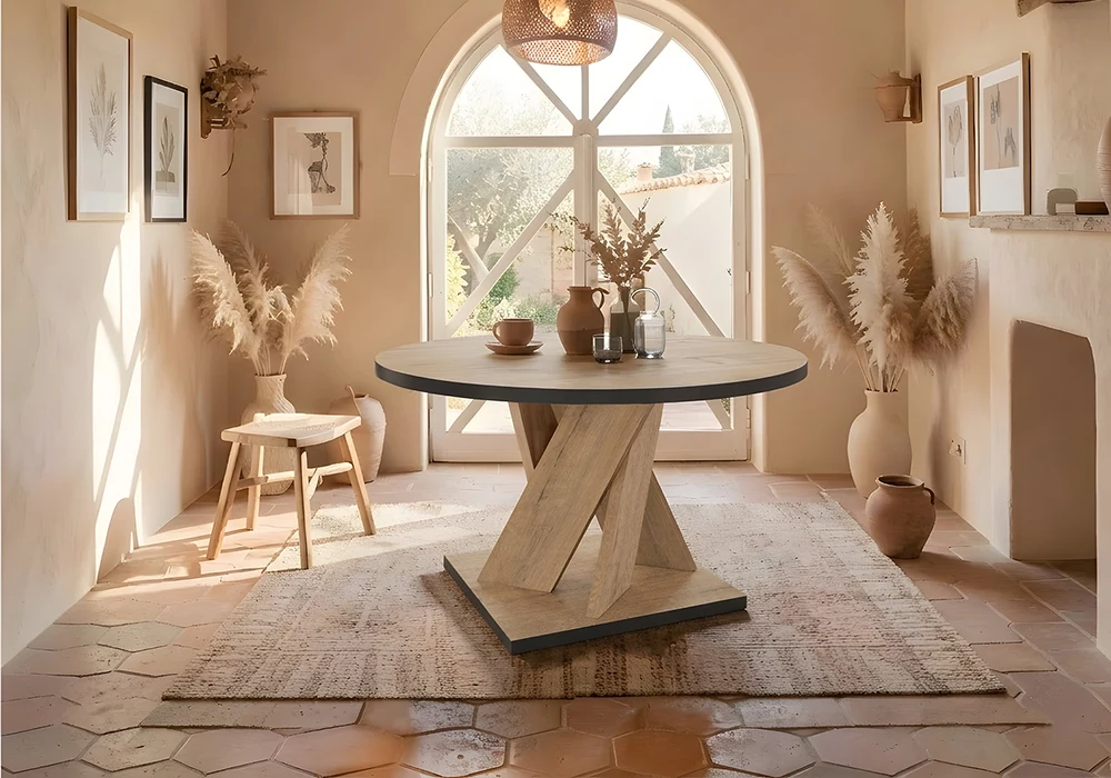 Table Ronde 1 Allonge (Collection Dawson) Salles à Manger Votre Magasin de Meuble et Électroménager à La Réunion !
