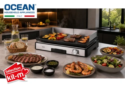 Plancha Électrique Réversible 1800W Ocean (OCEGY1801NX) Cuisine Votre Magasin de Meuble et Électroménager à La Réunion !