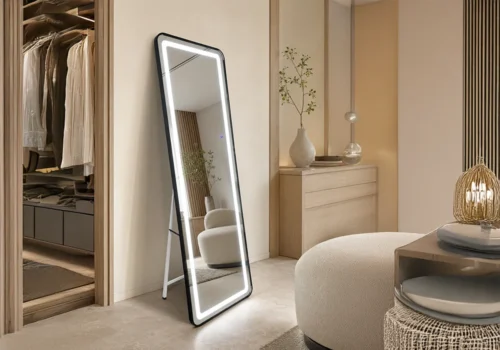 Miroir LED ALBA Noir Chambres à Coucher Votre Magasin de Meuble et Électroménager à La Réunion !