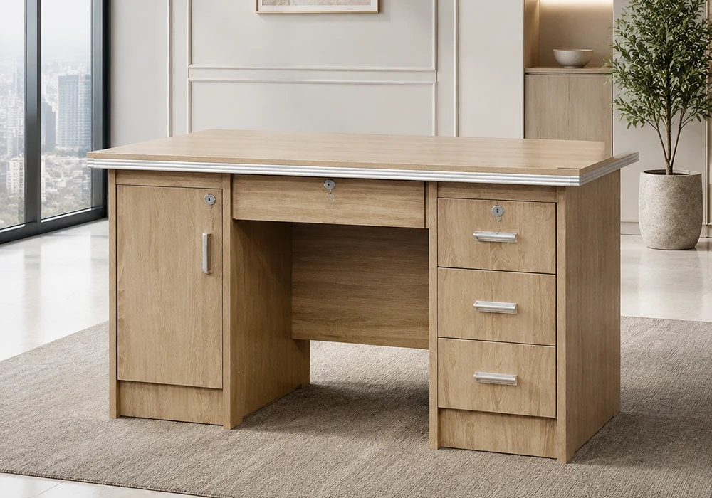 Bureau Droit CLASSIO Avec 4 Tiroirs Sécurisés/ 1 Porte Bureaux Votre Magasin de Meuble et Électroménager à La Réunion !