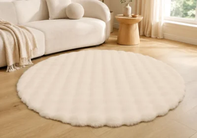 Tapis Vague Rond 160cm Beige