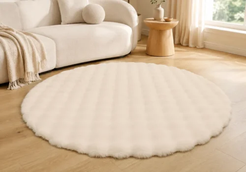 Tapis Vague Rond 160cm Beige Décoration Votre Magasin de Meuble et Électroménager à La Réunion !