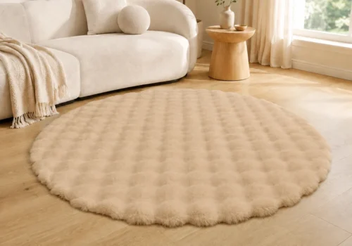 Tapis Vague Rond 160cm Marron Décoration Votre Magasin de Meuble et Électroménager à La Réunion !