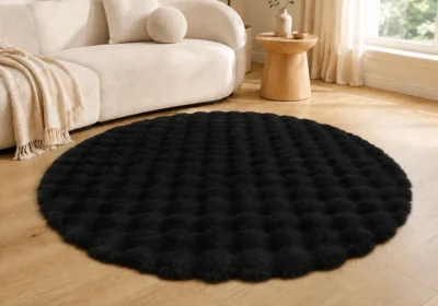 Tapis Vague Rond 160cm Noir