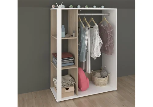 Dressing AALBORG Blanc/Chêne Armoires, Commodes & Chevets Votre Magasin de Meuble et Électroménager à La Réunion !