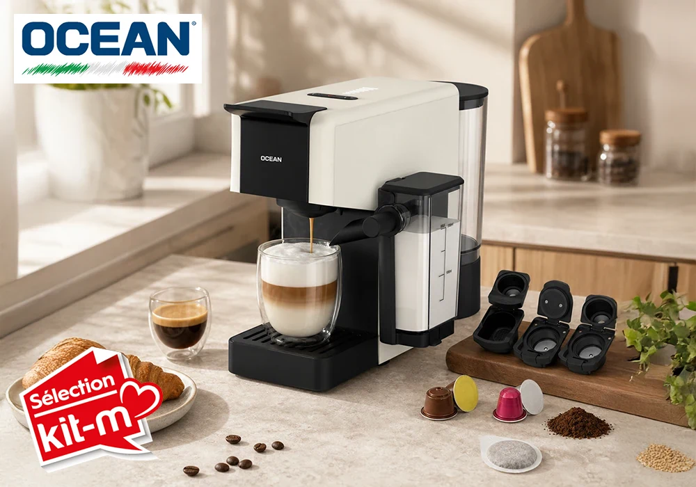 Cafetiére Multi-Capsules 4-en-1 Avec Système Lait OCEAN (OCMCMU1408MTCW) Boissons (Café, Thé, Jus) Votre Magasin de Meuble et Électroménager à La Réunion !