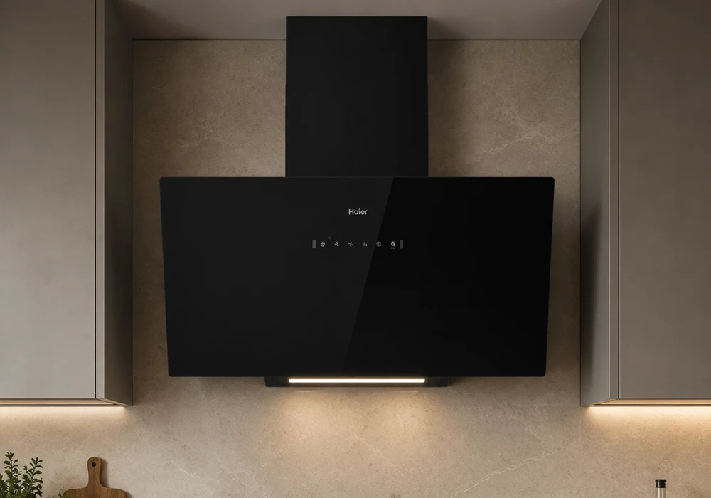 Hotte Murale Décorative 90cm HAIER (HVQ-D590METGB) Cuisson Votre Magasin de Meuble et Électroménager à La Réunion !