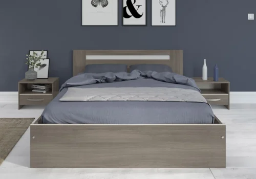 Lit 140×190 cm EVO2 Noyer Chambres à Coucher Votre Magasin de Meuble et Électroménager à La Réunion !