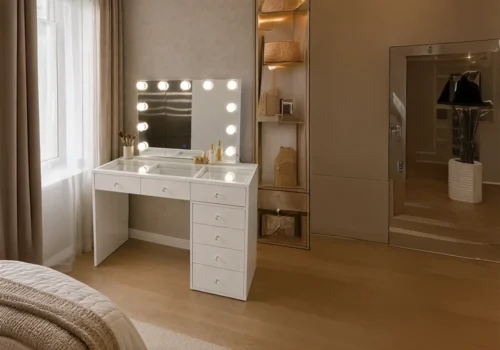 Coiffeuse BIANE 7 Tiroirs Blanc avec Miroir Armoires, Commodes & Chevets Armoires, Commodes & Chevets