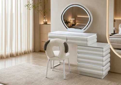 Coiffeuse LED ORA 5 Tiroirs Avec Chaise Armoires, Commodes & Chevets Votre Magasin de Meuble et Électroménager à La Réunion !