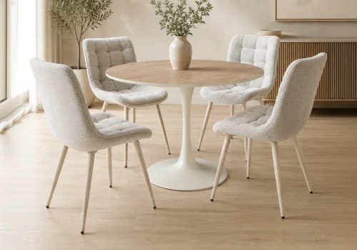Table à Manger Ronde RAVIA Avec 4 Chaises Chaises Votre Magasin de Meuble et Électroménager à La Réunion !
