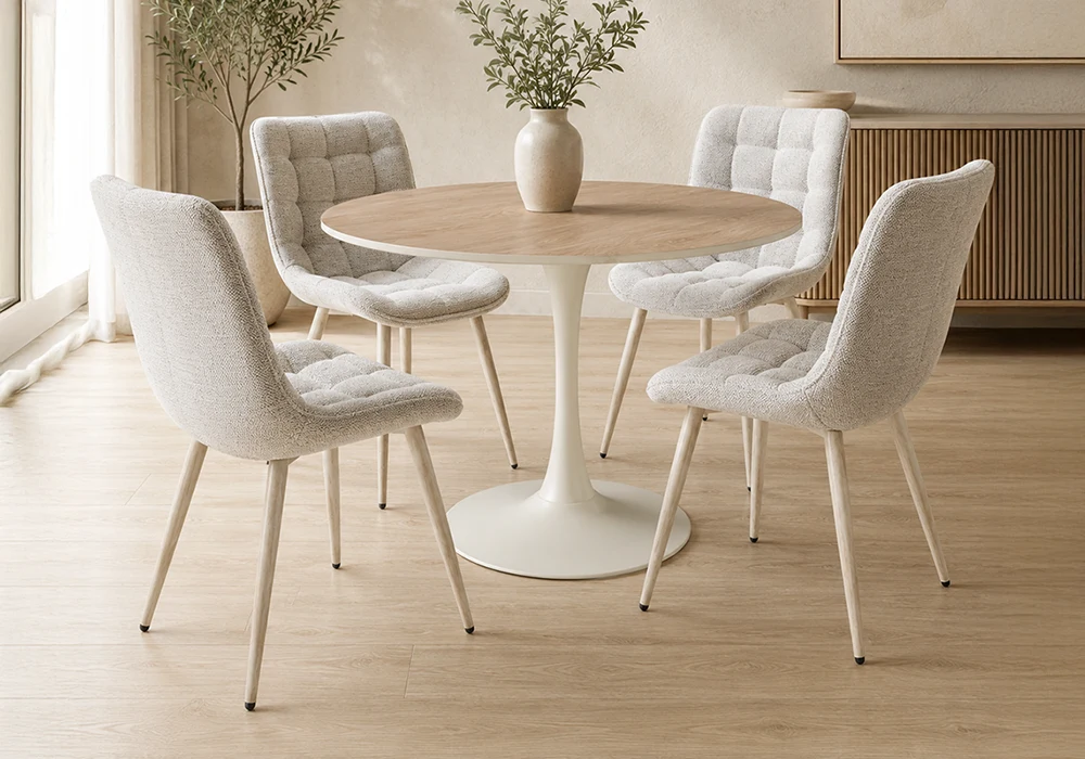 Table à Manger Ronde RAVIA Avec 4 Chaises Chaises Votre Magasin de Meuble et Électroménager à La Réunion !
