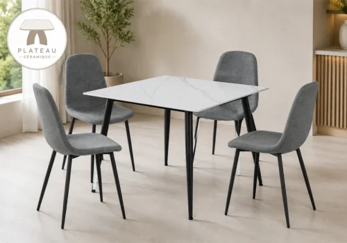Ensemble Table à Manger Carré avec 4 Chaises NÉRO Chaises Chaises