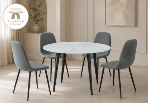 Ensemble Table à Manger Ronde avec 4 Chaises RAVEN Chaises Chaises