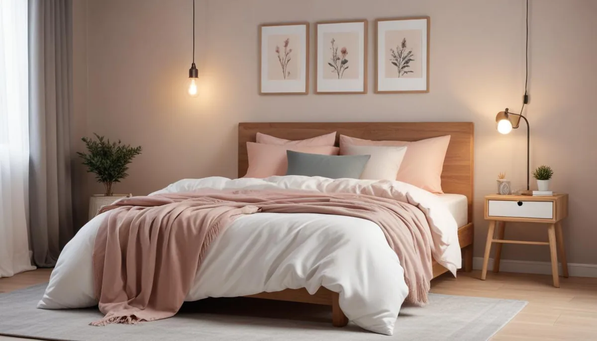 Coin nuit reposant d'une chambre d'ado avec chevet et lampe