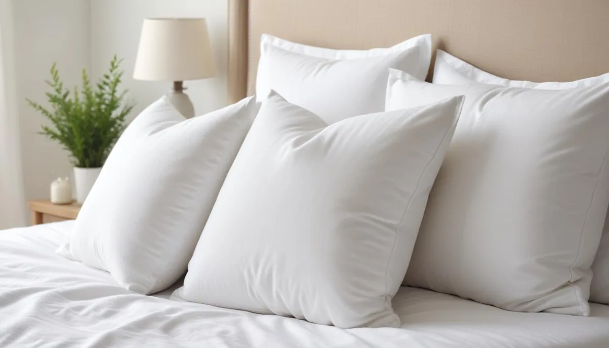 Oreillers moelleux disposés sur un lit avec du linge frais