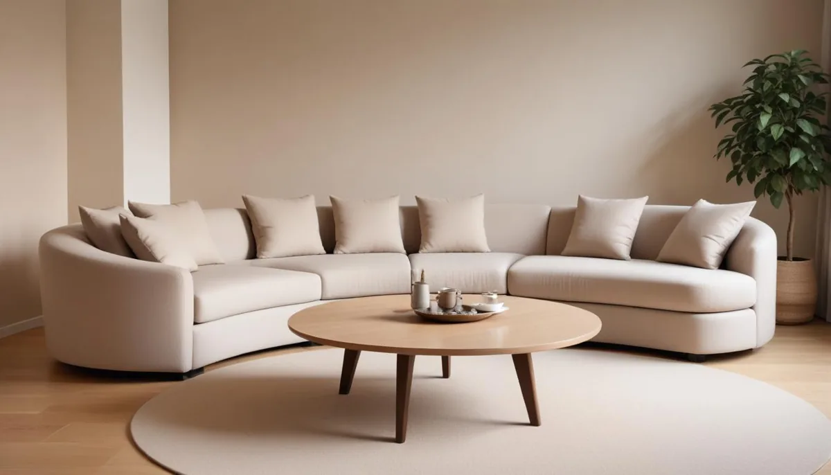Table basse ronde harmonieuse dans un salon cosy