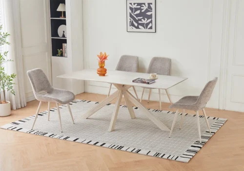 Table Rectangulaire 1,80M NATEA Beige Salles à Manger Salles à Manger