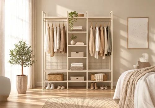 Dressing AMARA Ouvert avec Penderie et Étagères Armoires, Commodes & Chevets Armoires, Commodes & Chevets