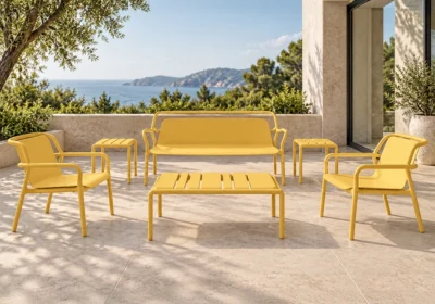 Salon de Jardin LOWZ 6 Pcs Jaune
