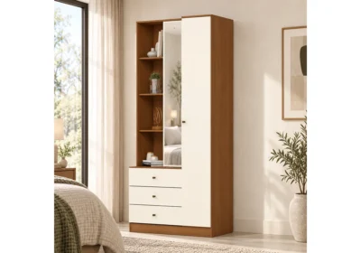 Armoire DOHA 2 Portes/ 3 Tiroirs avec Miroir