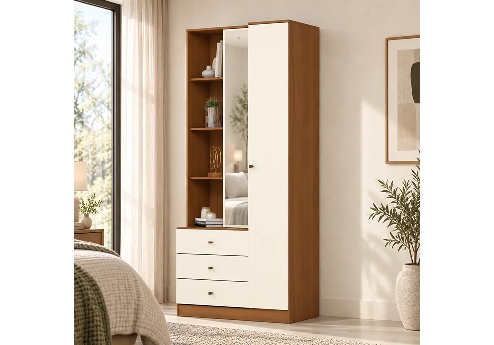 41246-a Armoire DOHA 2 Portes/ 3 Tiroirs avec Miroir – Image 1