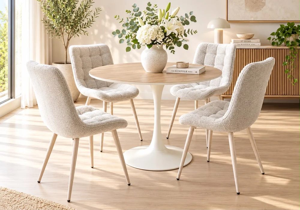 Table à Manger Ronde RAVIA Avec 4 Chaises Chaises Chaises