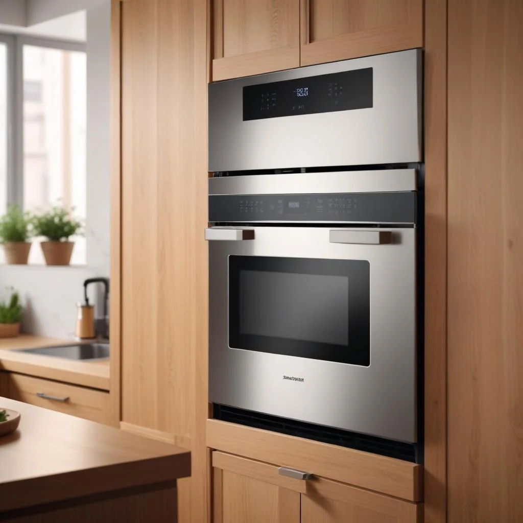 Micro-ondes encastré dans une colonne de cuisine