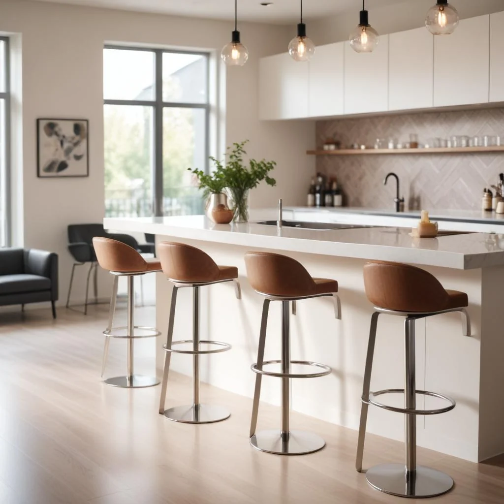 Tabourets de bar installés autour d'un îlot de cuisine