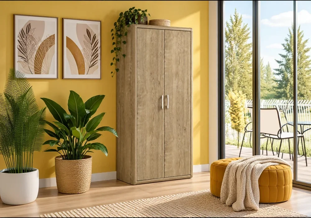 30286-A Armoire 2 Portes collection Catherine, mis en scène dans une chambre