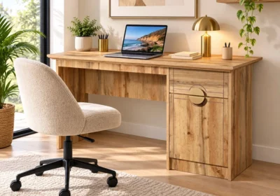 Bureau 1 Porte 1 Tiroir collection Carry, mis en scène dans un espace de travail